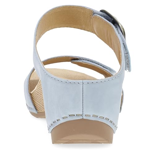 Image of Dansko Tanya Slip-On Wedge Sandal for Women - Cushioned, Contoured Footbed for All-Day Comfort and Support - Hook & Loop Strap with Buckle Detail - Lightweight Rubber Outsole