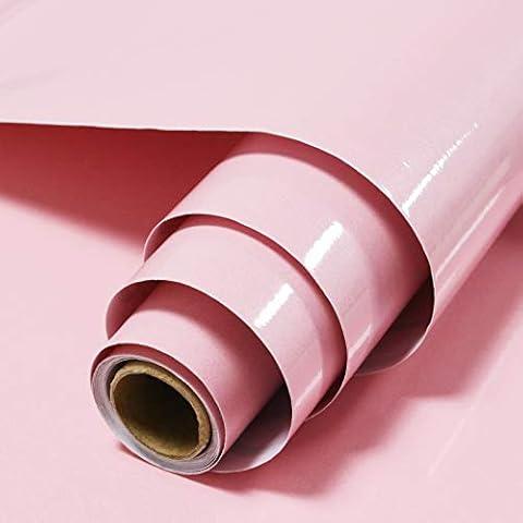 Timeet Self Adhesive Wallpaper Pink Glossy Glitter Effect Sticky Back Plastic Paper Furniture Stickers Vinyl Film Roll Wallpaper for Kitchen Wardrobe Counter DIY Top Cabinets 40x300cm Cover