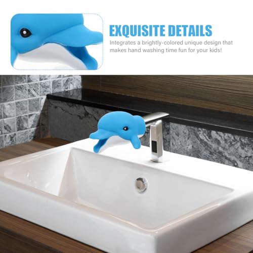 Image of Ipetboom Kids Faucet Extender Cartoon Sink Spout Guide Baby Hand Washing Tool Portable Vinyl Design 4.13X3.34X2.55 Inches Safe Toddler Bath Accessory