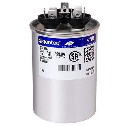 1086677 - ICP Genteq Replacement Round Dual Run Capacitor 30/3 uf MFD 370 Volt VAC