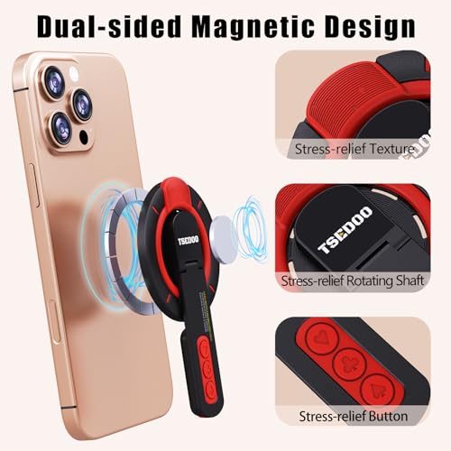 Image of 3-in-1 Magnetic Phone Grip Stand with 360 Roration Angle Adjustment, Silicone Finger Ring & Fidget Toy Design, Gym Dual-Sided Magnetic Phone Kickstand for All Phones