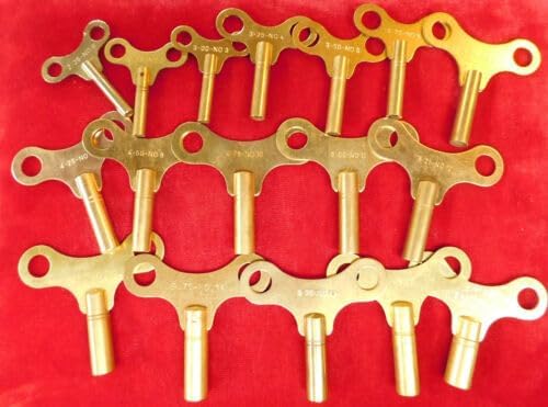 Generic Replacement for Clock Winding Key Assortment 17 Sizes Pieces Single End Brass 2.25 mm to 6.25 mm