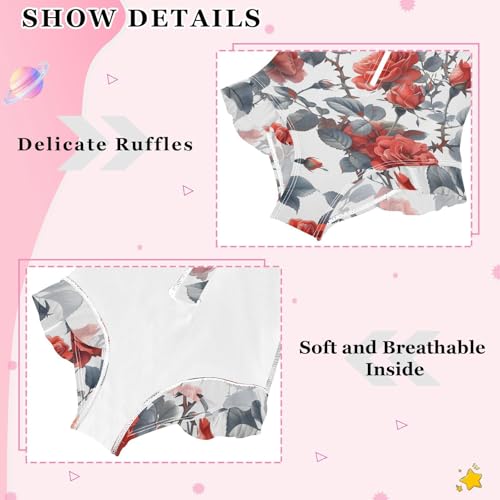 Girls One Piece Swimsuits Long Sleeve Swimsuit Zipper Bathing Suits Red Rose Flower Ink Plant4