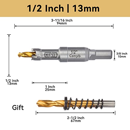 Cenyb Heavy Duty Carbide Hole Saw With 2Pcs Titanium Pilot Drill Bits (13Mm | 1/2") #TOP1