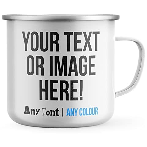 Purple Print House Personalised Enamel Mug with Photo Image Text Camping Cup Dad Mens Womens Cover