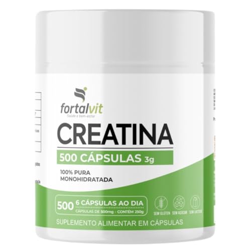 Creatina 500 Cápsulas,100% Pura - Creatine Monohydrate 250g, Fortalvit