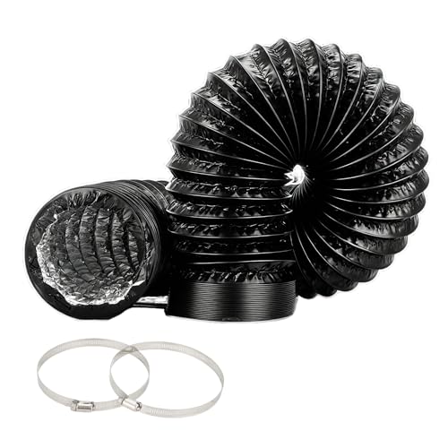 Abluftschlauch 150mm, Abluftschlauch Klimagerät, 5m Länge, Alu Flexrohr, Lüftungsschlauch mit 2 Schlauchschelle für Mobile Klimaanlage, Trockner,...