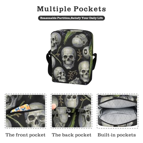 KLL White Skull messenger bag Vegan Leather Small Crossbody Bags For Women Shopping Shoulder Hand Bags2