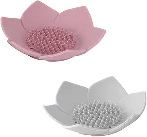 GLSTOY 2pcs Flower Soap Box Metal Serving Tray Silicone Tray Travel Tray Sponge Holder Tray Bathroom Shower Tray Kitchen Sink Sponge Dish Silica Gel