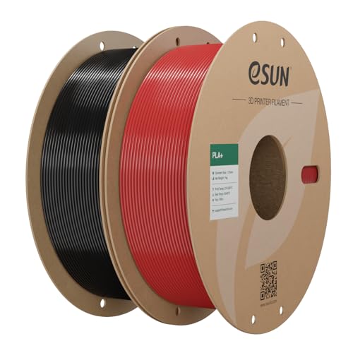 Image of eSUN PLA+ Filament 1.75mm, 3D Printer Filament PLA Plus, Dimensional Accuracy + /- 0.03mm, 1KG per Spool, 2 Spools 3D Printing Filament, Fire Engine Red + Black