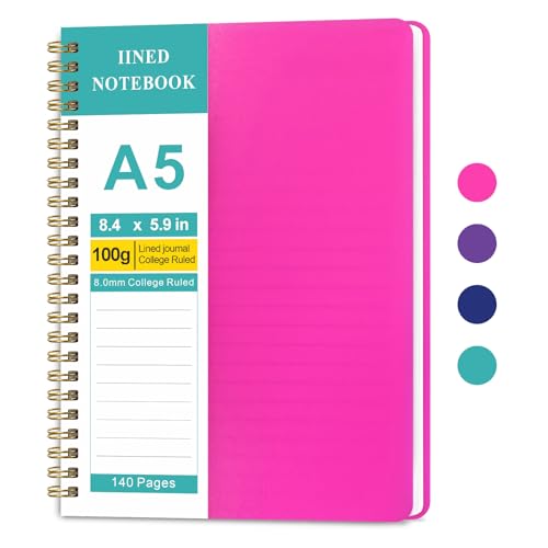 Carnet à spirales ligné pour le travail écriture fluide et notes à double reliure
