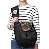 Tomkas Small Dog Sling Carrier – Adjustable Strap & Zip Pocket – Suitable for Puppies (Black)