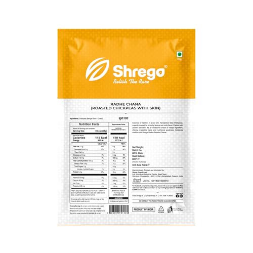 Image of SHREGO Radhe Roasted Chana, Bhuna Chana (Desi Chickpeas) 360G (Pack of 2)