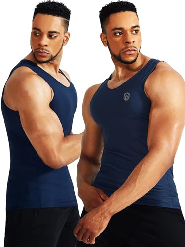 Image of NELEUS Men's 3 Pack Athletic Compression Under Base Layer Sport Tank Top