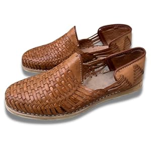 Mexico en la Piel Men’s Handmade Leather Huarache Sandals – Slip-On, Comfortable, Breathable, Available in Tan, Black, and Reddish – Sizes 8US to 13US