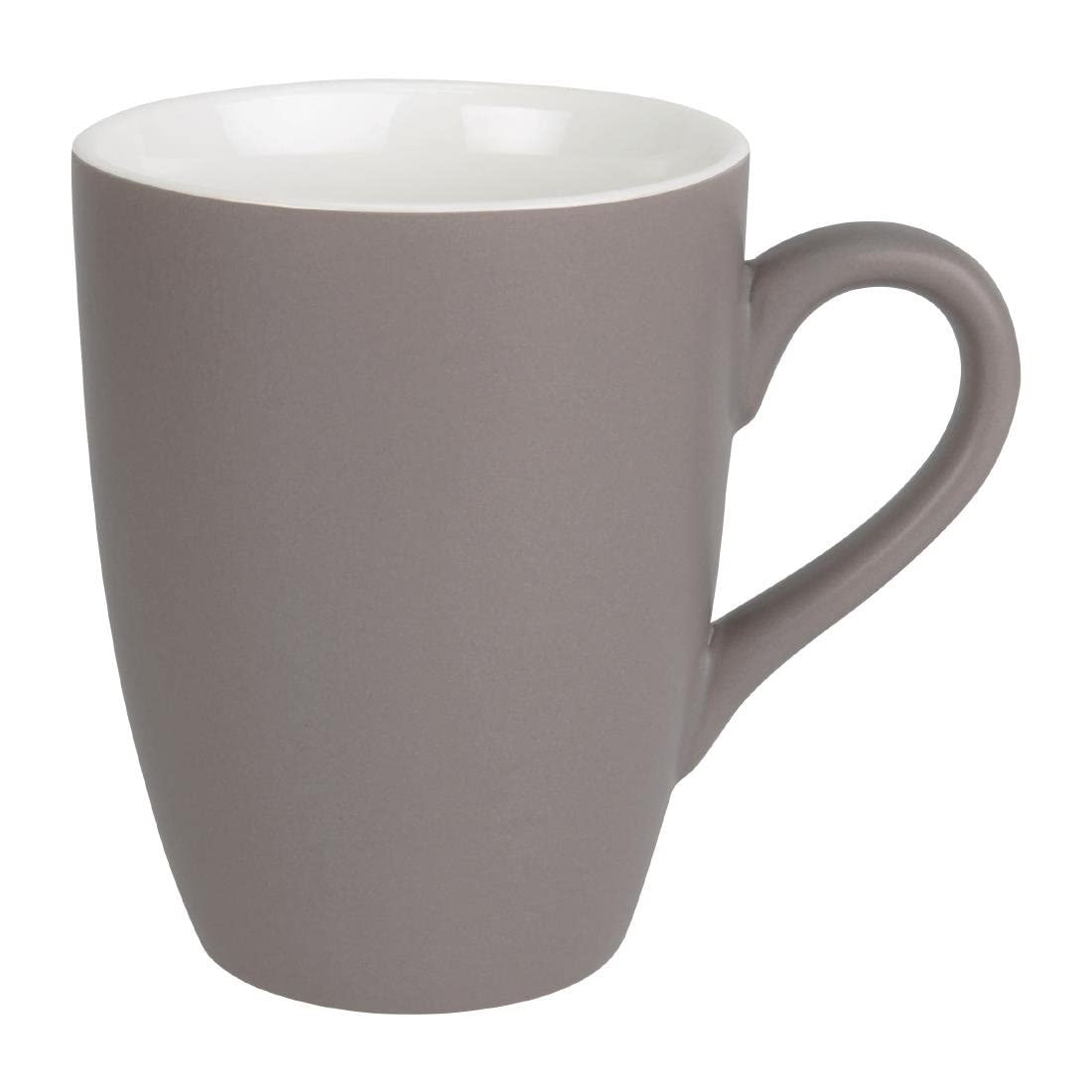 Olympia Pastel Coffee Cups Grey 340ml (6 Pack) - Porcelain Hot Drink Mugs, Oven, Microwave and Dishwasher Safe CS041