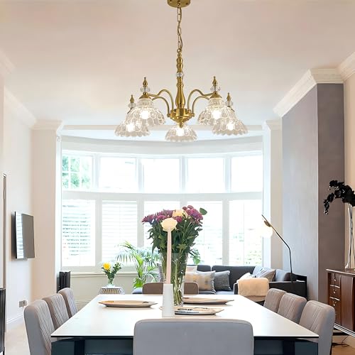 Esther Life NO Vintage Chandelier, 5-Light Gold Brass Crystal Chandeliers For Dining Room, Antique Victorian Chandelier thumb #4