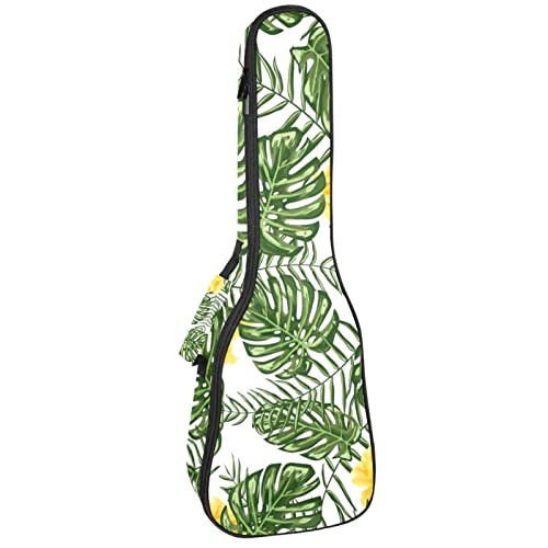 Sac de rangement pour ukulélé concert housse robuste rembourrée motif tropical vert