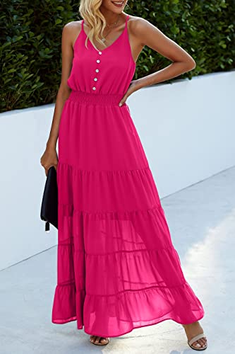 Image of PRETTYGARDEN Women's 2026 Summer Maxi Dress Spaghetti Strap Sleeveless High Waist Beach Vacation Long Sundresses