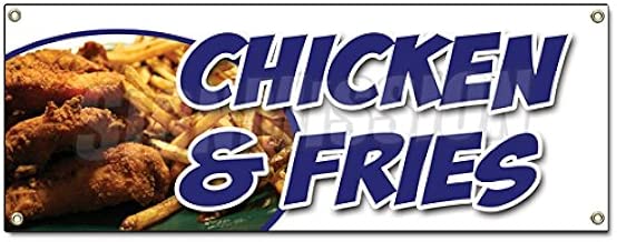 Amazon Com Chicken French Fries Banner Sign Fried Nuggets