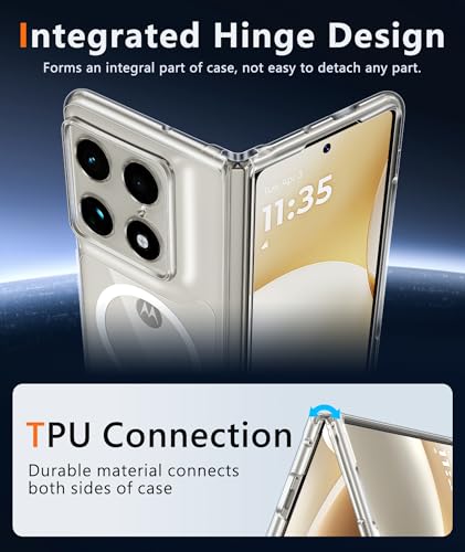 Image of FNTCASE for Motorola Razr Fold Case: Magnetic Clear Cases Compatible with Magsafe Military Grade Drop Anti Yellowing Cell Phone Cover - Shockproof Protection Bumper Transparent Phonecase