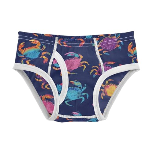 Wusikd Colorful Crabs Boys' Underwear Cotton Navy Blue Boys Briefs Soft Toddler Underwear 2T