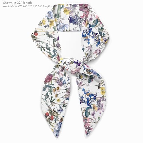 Liberty London Purse, Head, or Neck Scarf - "Wild flowers White" Skinny Scarf - Headband, Handbag, Purse Handle - Silky Tana Lawn Cotton3