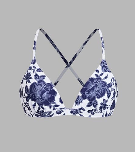 Image of CUPSHE Women's Bikini Top V Neck Triangle Top Crisscross Back Self Tie Spaghetti Straps