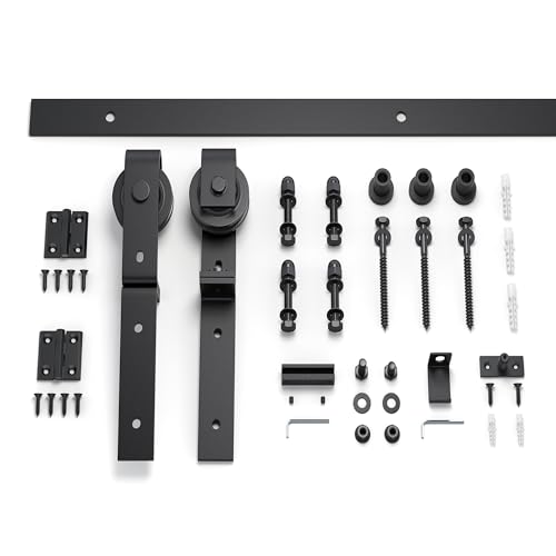 K Shape puerta plegable de madera maciza con acabado nogal, 60in x 84in (15in ancho x 84in alto x 4 paneles) con dos rieles de hardware de 3.3ft - Requiere ensamblaje miniatura 4