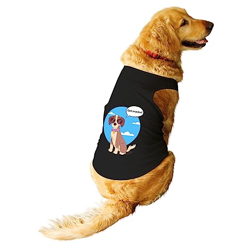 Image of Ruse Pet Got Snacks Printed Dog Round Neck Sleeveless Vest Tank T-Shirt /Tees Apparel /Clothes /Tees Gift for Dogs(Black /L (Desi /Stray, Doberman etc.)