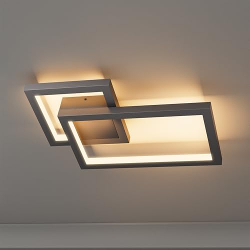 Klighten Deckenlampe LED Deckenleuchte 24W 1960 Lumen, Flurlampe Schlafzimmerlampe aus Aluminium Modern Deckenbeleuchtung f&uuml;r Schlafzimmer K&uuml;che Wohnzimmer, 41 x 27 cm, Warmwei&szlig; 3000K, Schwarz