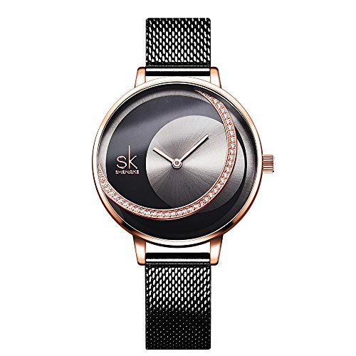 SK Ladies Watch Mesh Band Crystal Luxury Ladies Quartz Wrist Watch Girl Dress Wrist Watch relogio Feminino