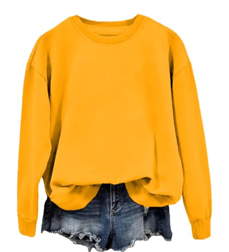 Solid Color Crew Neck Sweatshirt Unisex Long Sleeve Shirts For Men Women