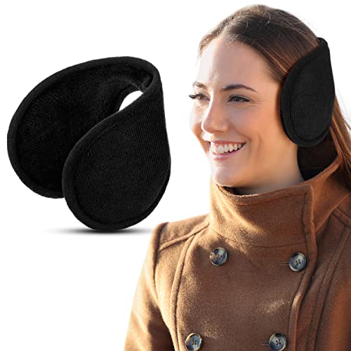 Geyoga Ear Muffs Fleece Ear Warmers for Women Unisex Warm Sleeping Ear Muffs Outdoor Running Ear Warmer Plush Ear Covers for Winter (biack)