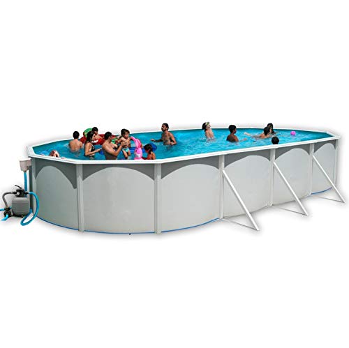 Torrente Industrial White Coral Oval Steel Pool - 12m x 4.57m