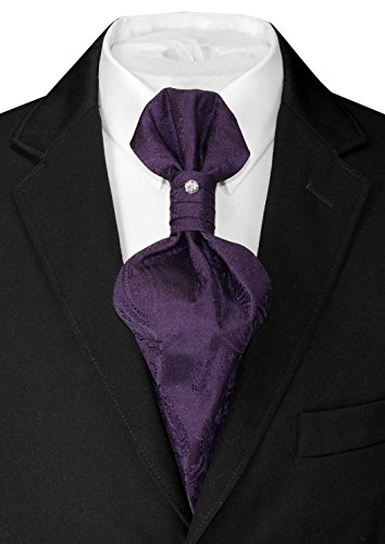 Image of Vesuvio Napoli PreTied ASCOT Solid PAISLEY Color Cravat Men's Neck Tie 21 Colors