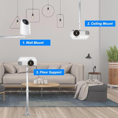 Image of Bectro Universal Projector & CCTV Mount Bracket | 360 Rotatable, Extendable 12-24 inch Tilt Arm, Aluminium Wall Ceiling Stand (Grey)