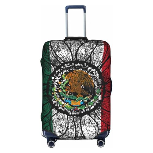 Travel Luggage Cover Vintage Sunflower Mexico Michoacan Mexican Flag Fashion Washable Baggage Suitcase Protector Fit For Luggage Medium