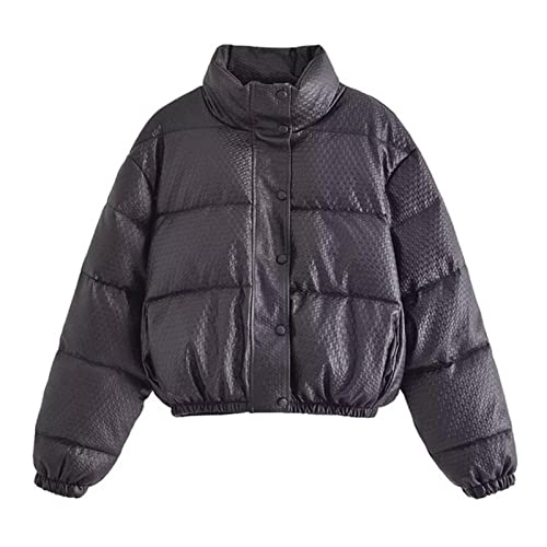 Manteau d'hiver en coton PU contre le froid veste surchemise chic XS