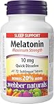 Webber Naturals Melatonin 10 mg, Maximum Strength, 72 Quick Dissolve Tablets, For Sleep Support