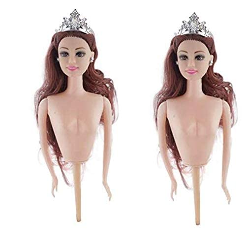 Plastic Doll Cake Topper with Crown 2 Pcs set Plastic (Black or Blond or Mix Random Hair Color)) Cake Decoration Tool Bakeware