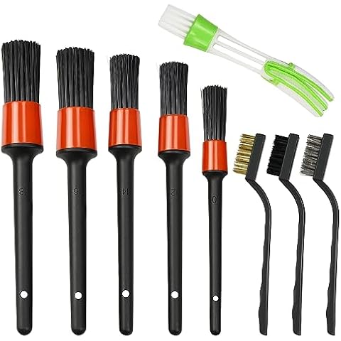 Mdvora Car Detailing Brush Set, 9pcs Car Detailing Kit for Cleaning Car Air Vents, Engine Bays, Dashboard, Wheels, Leather (9pcs) Cover