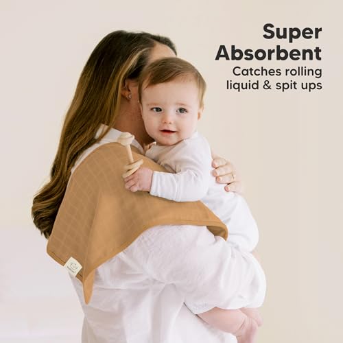 KeaBabies 5-Pack Cotton Muslin Burp Cloths Baby Girls, Boys - Soft & Absorbent Spit Up Burp Rags, Large Muslin Towel, Cotton Wash Cloths for Babies, Newborn, Infant, No Shrink, Durable, Neutral3