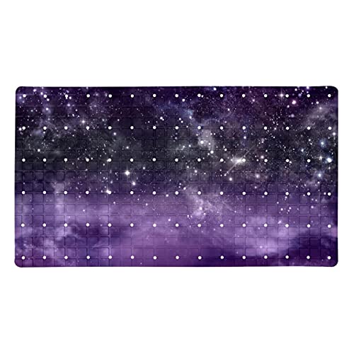 Tapis de bain antidérapant violet ciel étoilé rectangulaire avec ventouses - 2