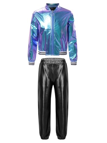 Disfraz metálico para niñas con chaqueta y pantalón