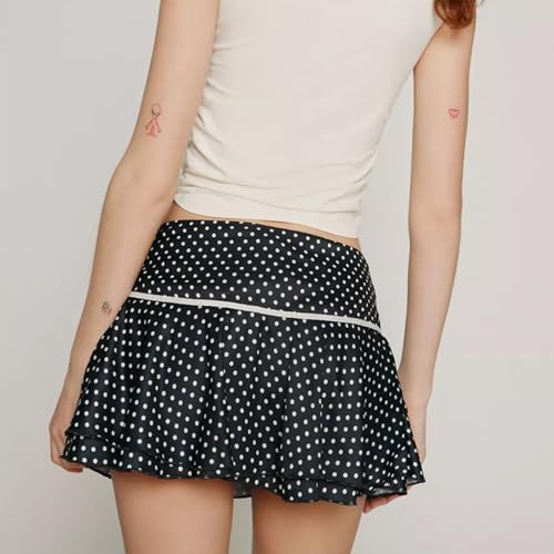 Womens Flowy Mini Skirts Y2K Coquette Bow Low Rise Elastic Waist Wrap Floral Short Skirt Cute Lettuce Trim3