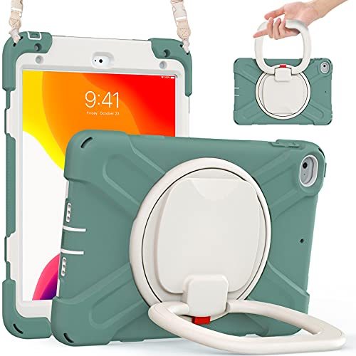 Coque iPad Mini 4/5 antichoc vert émeraude avec poignée et bandoulière