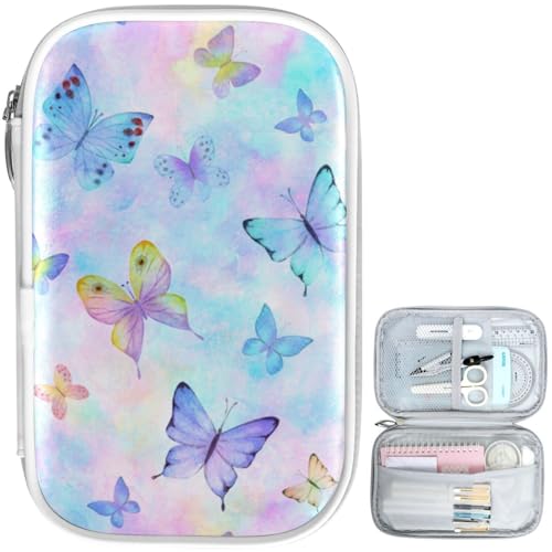 Image of Colorful Butterflies Pencil Bag Case Zipper Pencil Holder Organizer Stationary Pen Bag Cosmetic Makeup Bag Pouch Purse for School Office Supplies