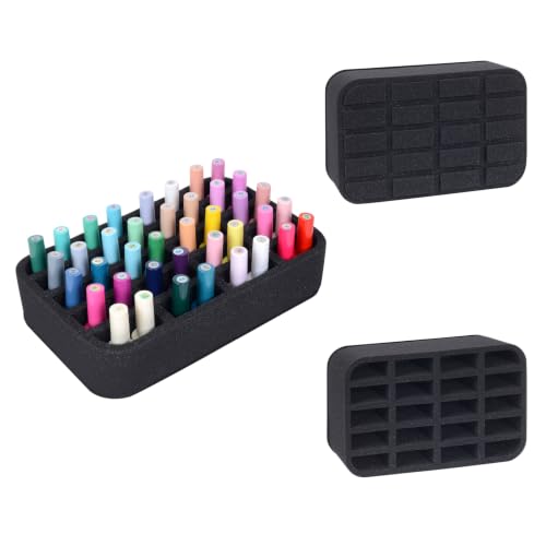 Image of Nail Polish Organizer Holder Foam Pad DIY with 20 Slots for Storage Nail Polish or Essential Oil Tray for Drawers Black