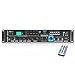 70V System Audio Power Amplifier - 700W Rack Mount Portable Home Stereo Sound Receiver Mixer System w/ 70V 100V Speaker Output, RCA AUX IN, USB, Mic Talkover - For Multi Speakers - Pyle PT930U